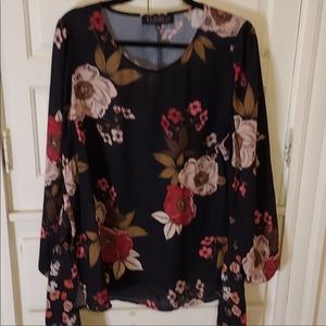 Eloquii Contrast Floral Blouse